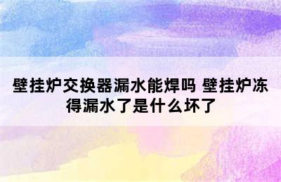 壁挂炉交换器漏水能焊吗 壁挂炉冻得漏水了是什么坏了